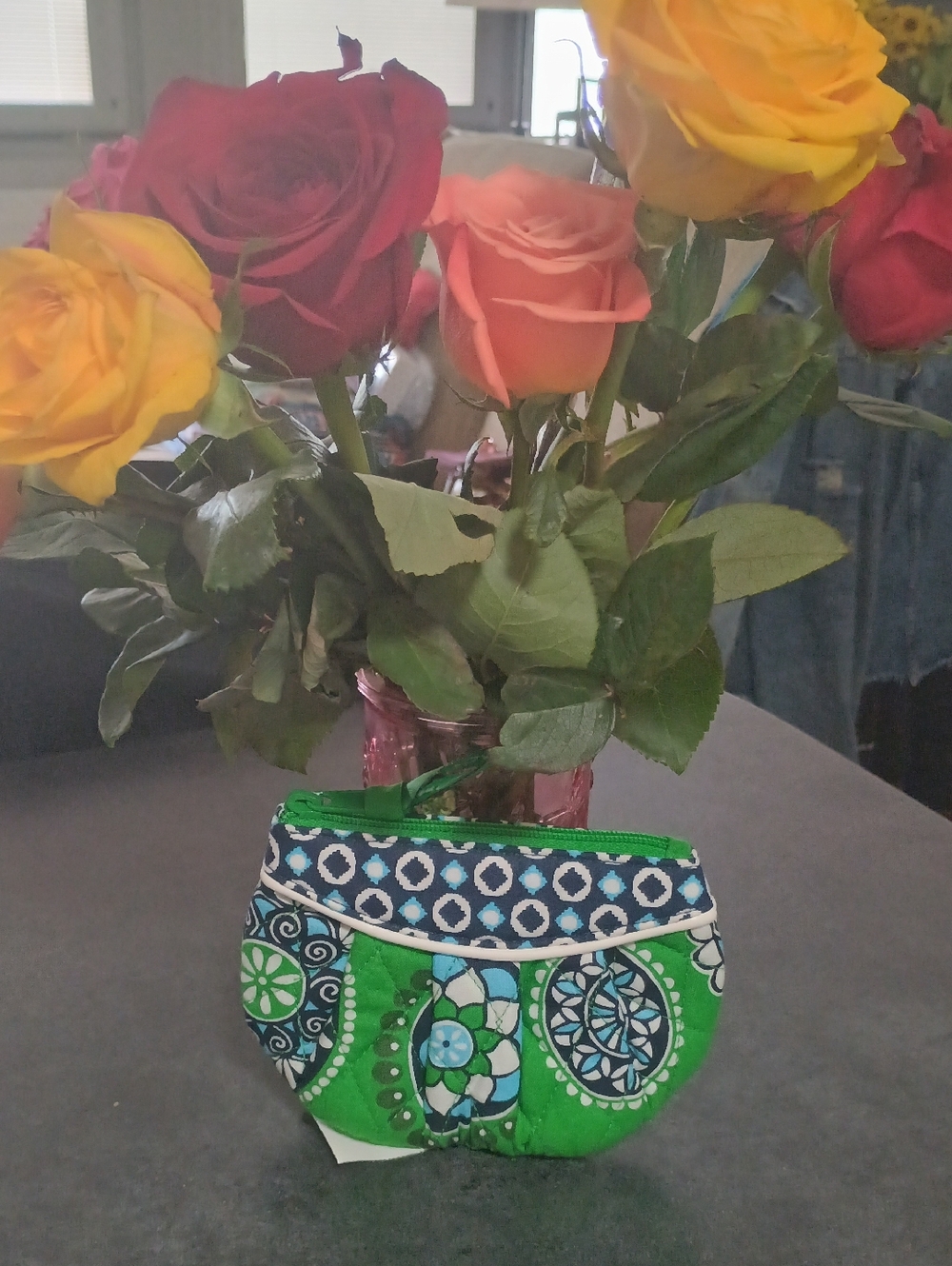 Vera Bradley Cupcakes Green Patterned Sweetheart Coin Purse